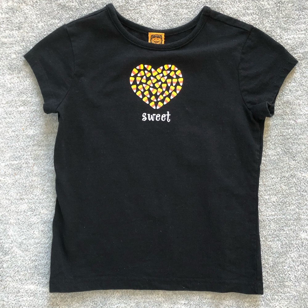 Halloween Graphic Candy Corn Heart Tee